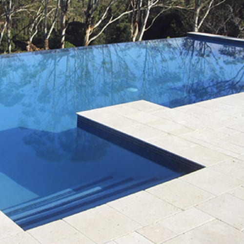 Linen Travertine Pool Coping Tiles - Concrete Pool Renovation