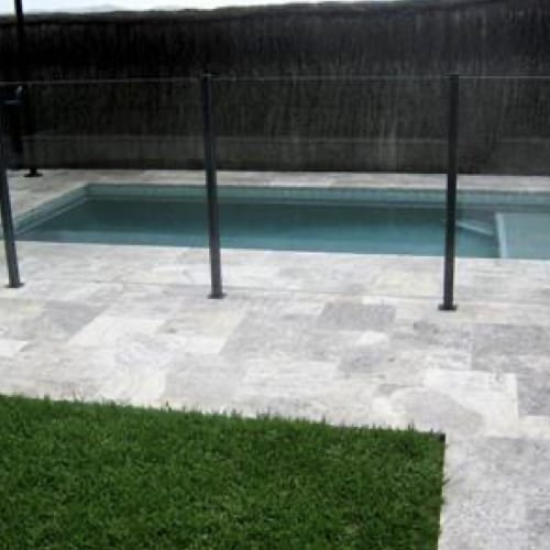 Silver Travertine Pool Coping Tile - Concrete Pool Renovation